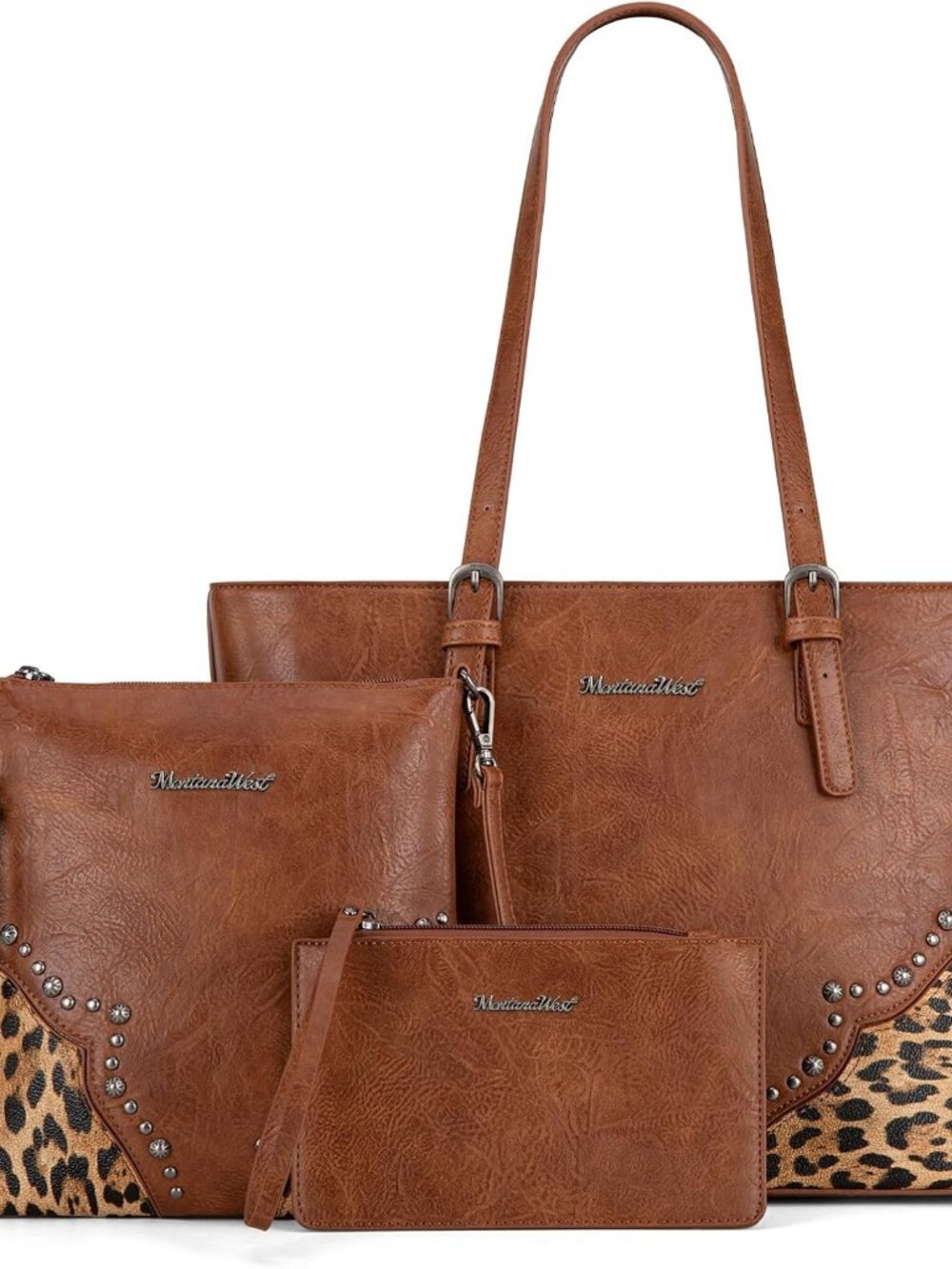 Purses for Women Tote Bag 3Pcs Set Leopard Print Satchel Handbags